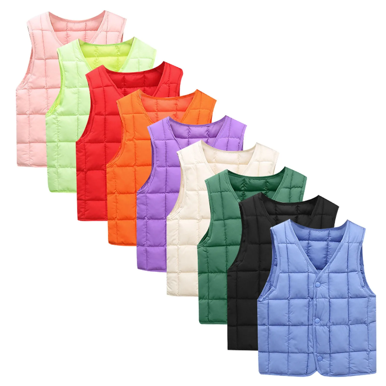 Toddler Boys Girls Down Vest Autumn/Winter Front Buckle Solid Color Children's Vest Long Sleeve Shirts Blouse for Baby Girl