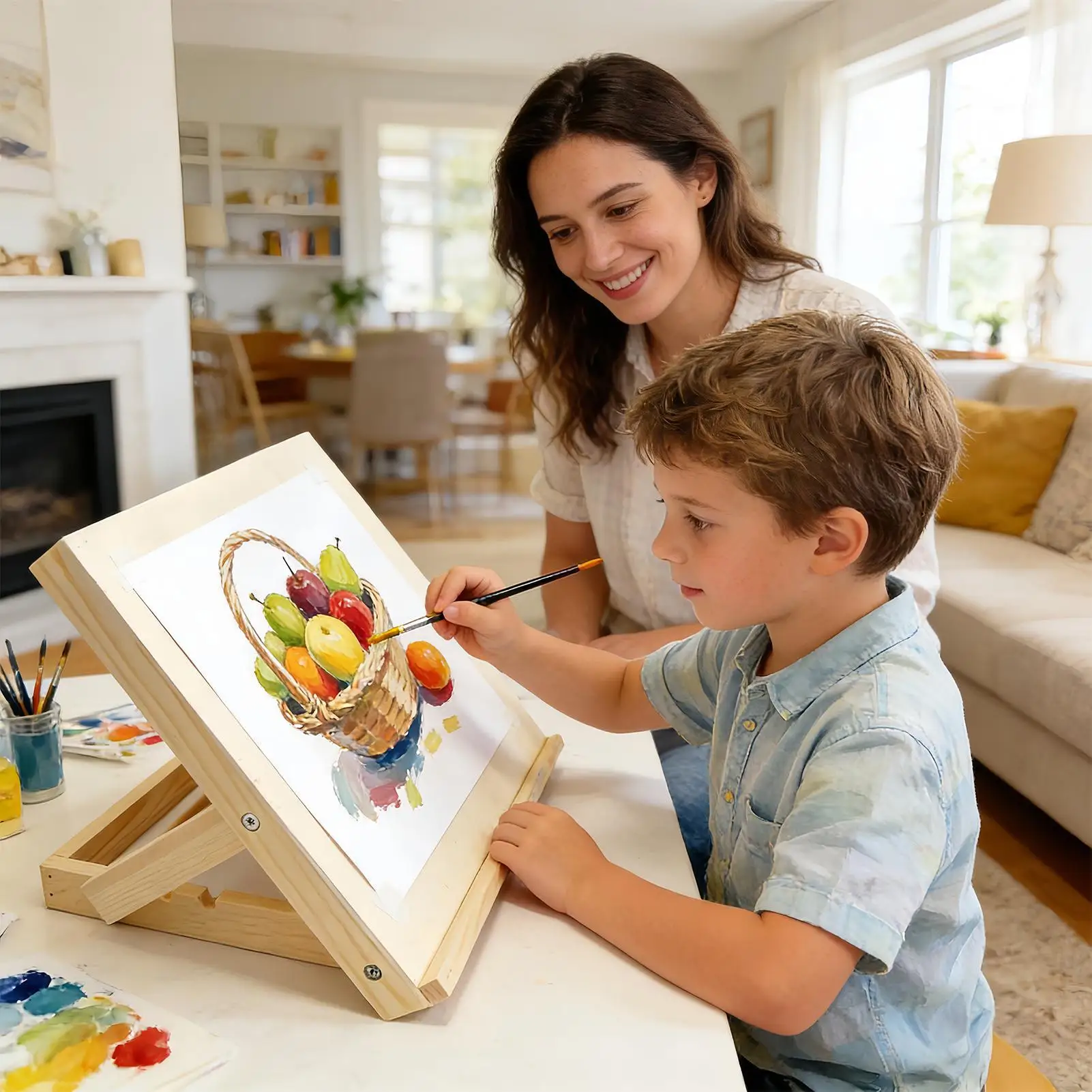 Foldable Desktop Easel For Painting Wooden Adjustable Angle Holder Foldable Painting Easel Tabletop For Adults Beginners Teens - 3