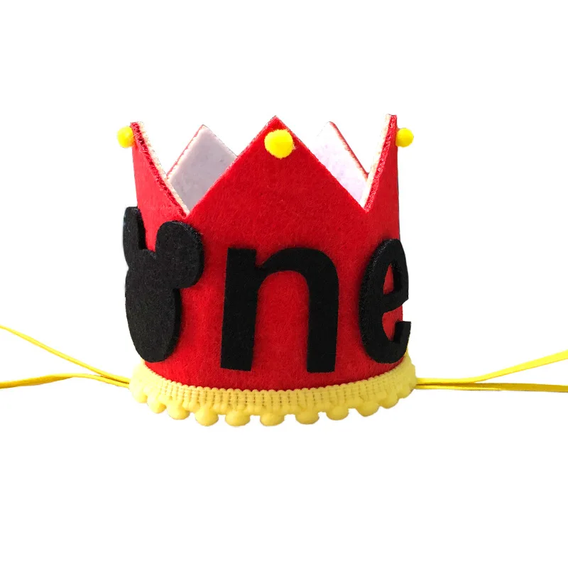 1 세  생일 미키 첫 번째 생일 파티 장식, 아이 소년 소녀 베이비 샤워 파티 장식 모자 파티 용품