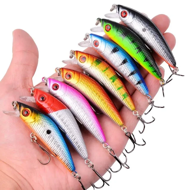 Aorace 8pc Wobblers Fishing Lures 9.5cm 7.7g Minnow Crankbait