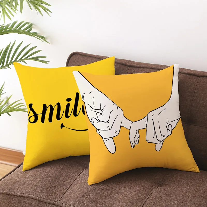 Yellow Black Geometric Pattern Square Cushion Cover Geometry Pillow Case Polyester Throw Pillows Cover For Home Decor 45x45cm