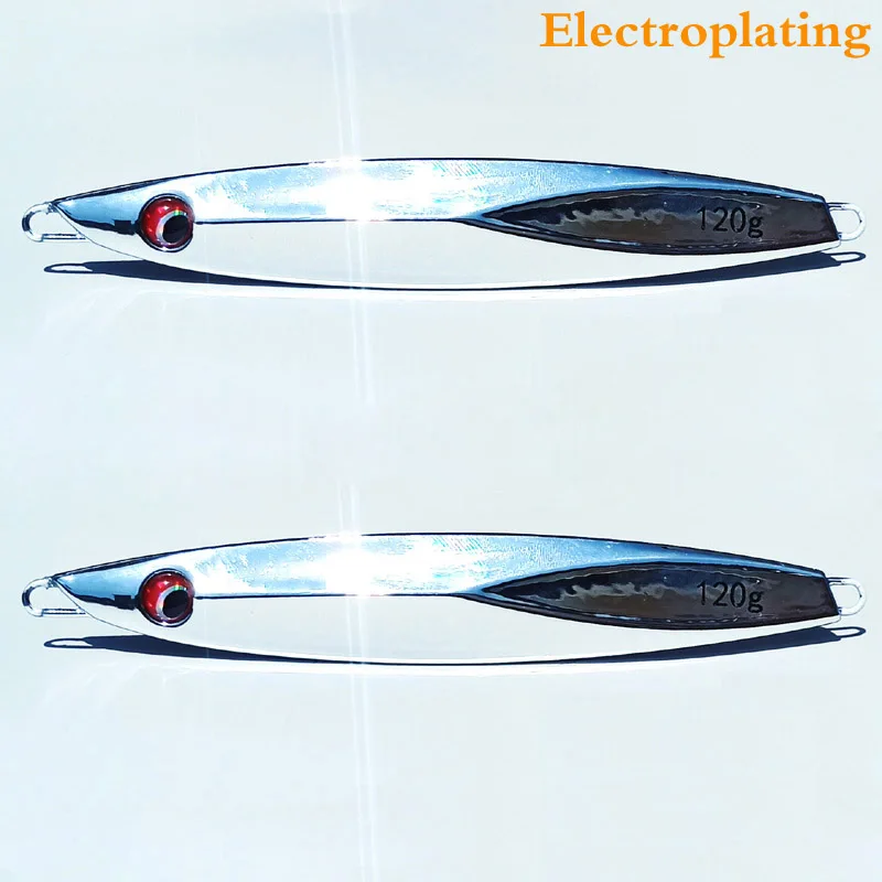 

1PC Slow Metal Jigs Blade Shining 40g60g80g100g120g150g Jigging Fishing Lures Electroplating Deep Sea Saltwater Fishing Bait