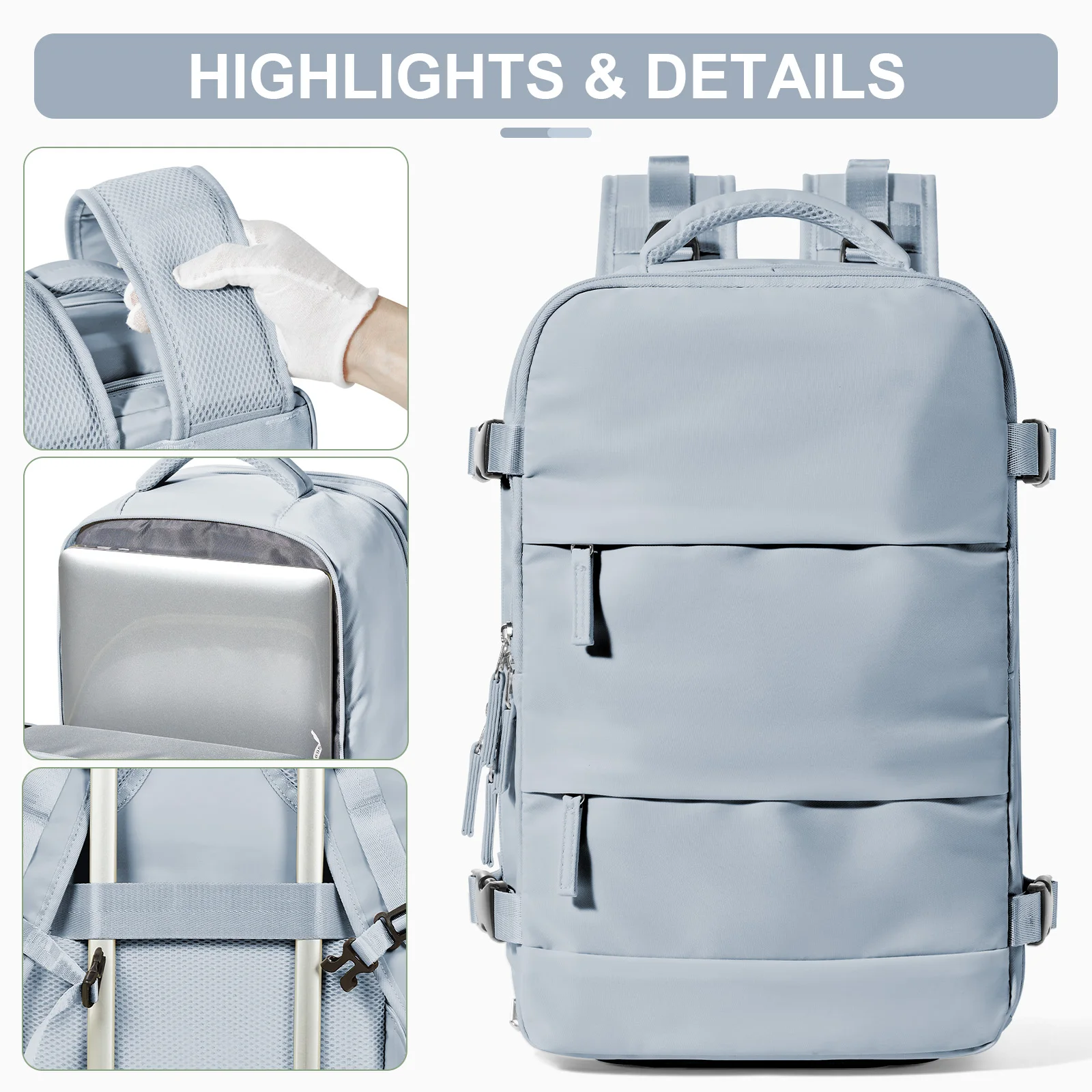 Travel Backpack Airplane 40x20x25 Ryanair Travel Bag Hand Luggage Water-Resistant Lightweight Business Rucksack for Men Women
