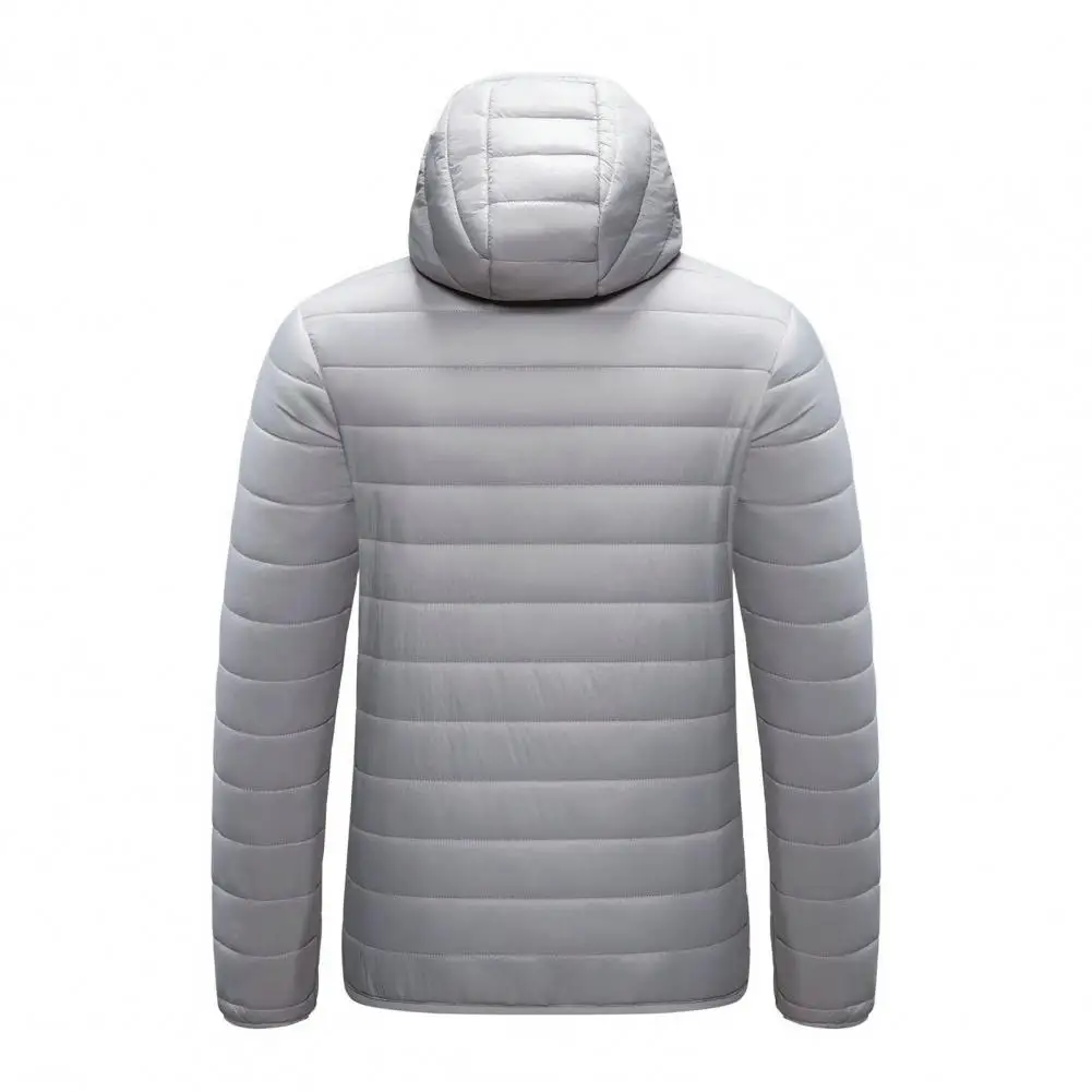 

Padded Down Coat Men's Winter Hooded Cotton Coat with Thickened Padding Windproof Cold Resistant Long Sleeve Zipper for Warmth