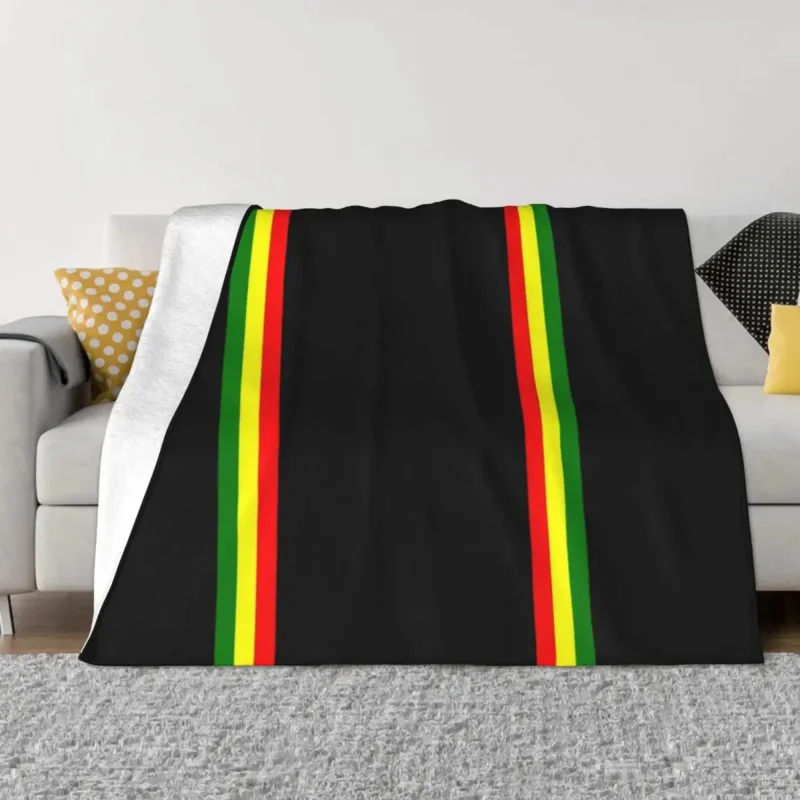 

Rasta Stripe Color Pattern Blankets Reggae Jamaican Jamaica Proud Flannel Throw Blankets Autumn/Winter Lightweight Bedspread