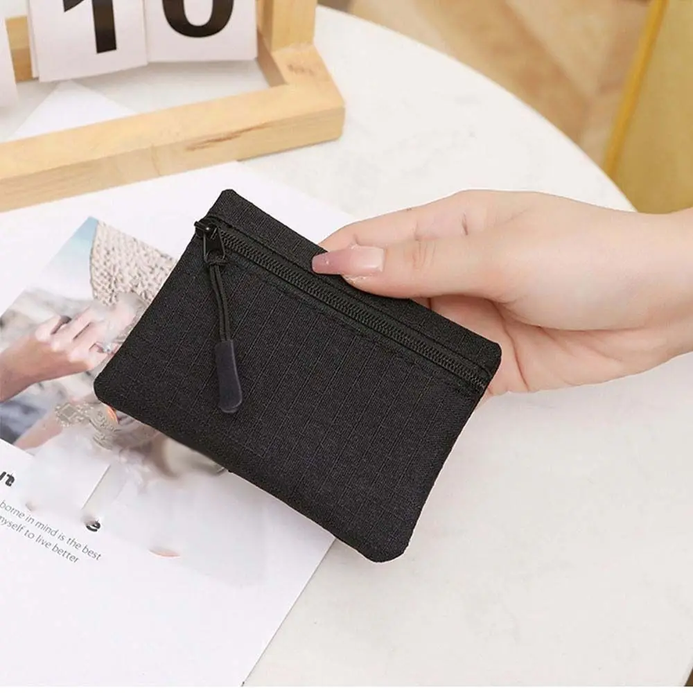 Einfache Koreanische Stil Ochsen Tuch Geldbörse Einfarbig Brieftasche Kleine Artikel Tasche Zipper Geldbörse Karte Lagerung Tasche Im Freien – Detail 7