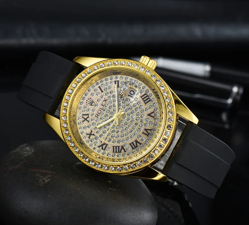 

Часы наручные кварцевые для мужчин и женщин, роскошные классические большие, с бриллиантами в ретро стиле