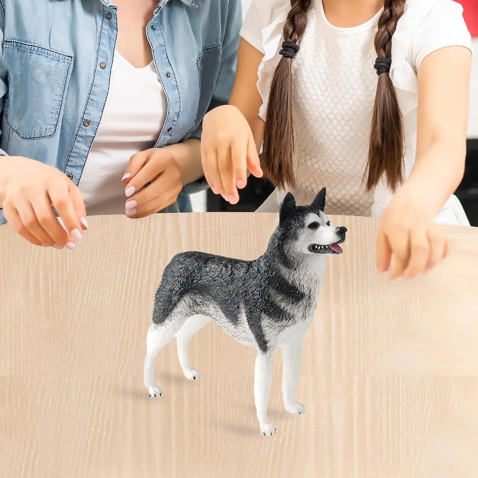 Realistic Dog Figure Toys Husky Dog Statue, Decorative,Animal Figurines Small Animal Toys for Girls Boys