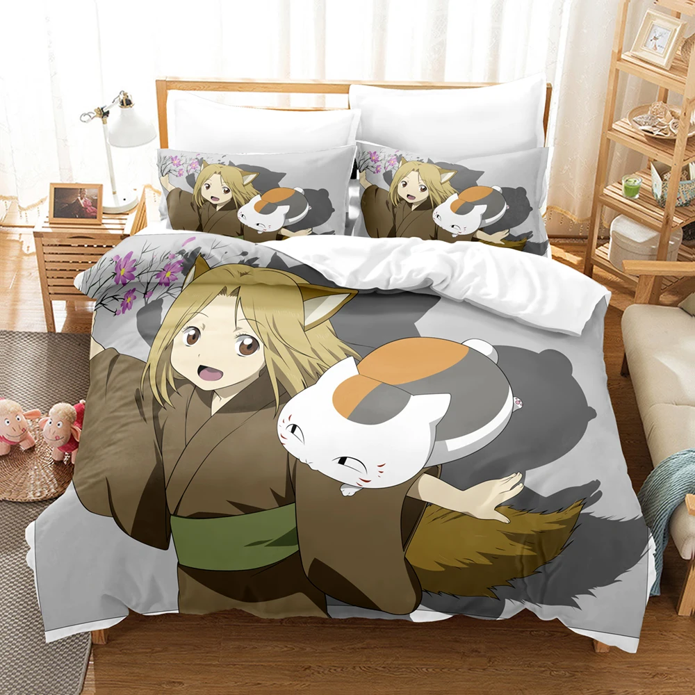 Natsume's Book of Friends Anime 3D Duvet Cover Bedding Set Polyester Pillowcases Quilt Cover Home Decor Gift Twin King Queen