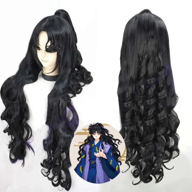 

Anime Inuyasha Naraku Wig Heat Resistant Cosplay Costume Wig Party Black Long Curls Synthetic Hair+ Wig Cap 80cm Length