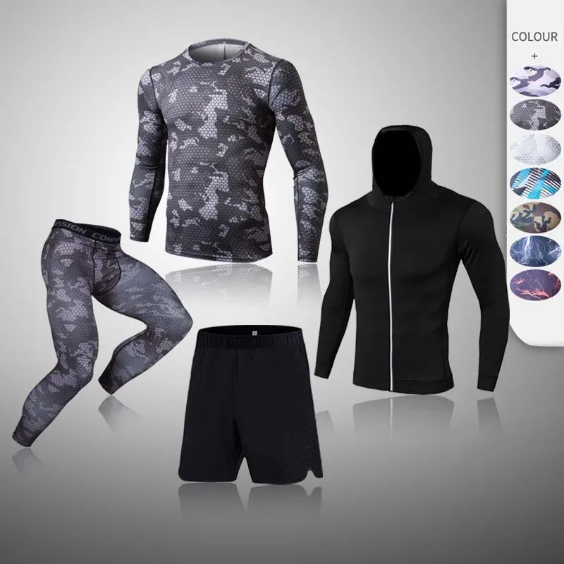 MMA Compression Tracksuit Mens Sport Jogging Suit Rashgard Running Set