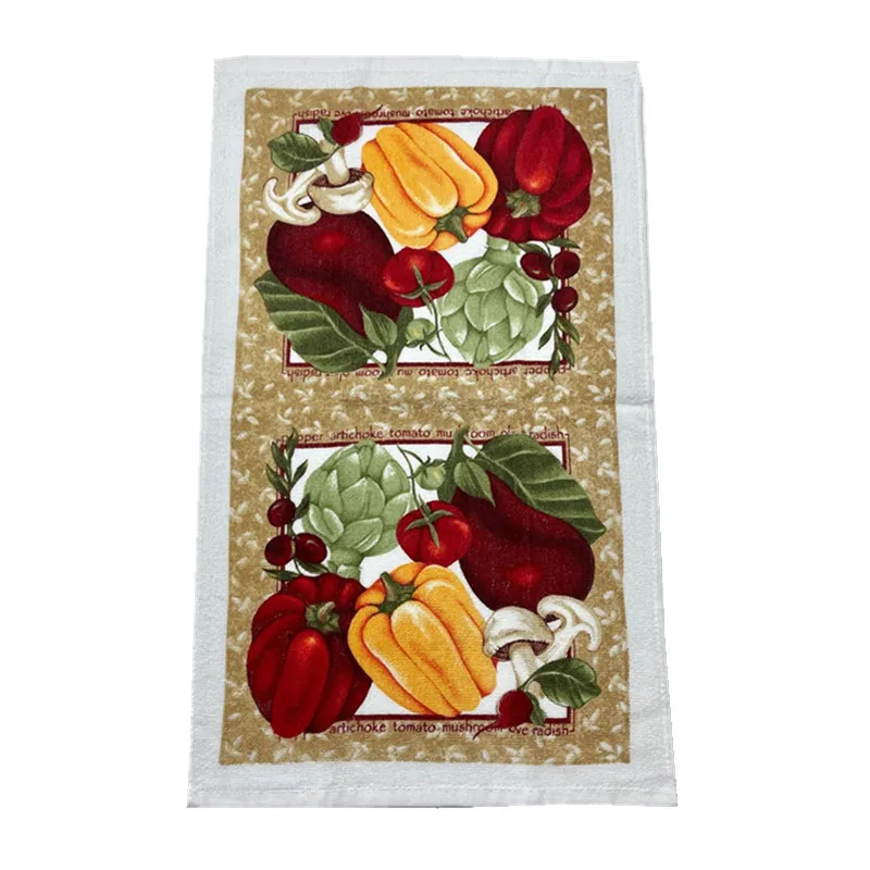 1Pc 36x61cm Colorful Retro Printed Cotton Tea Towel Kitchen Dishcloth Water Absorption Cleaning Cloth Holiday Gift