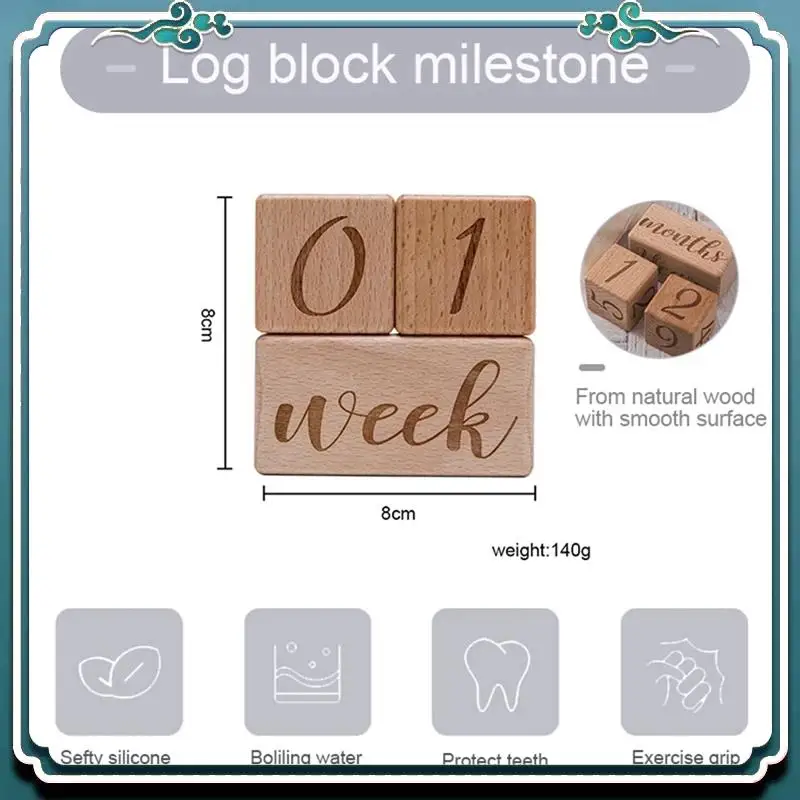 3 Piece Baby Monthly Record Growth Milestone Block Infant Birth Gift Souvenir Wooden Baby Photography Props Photo Milestone