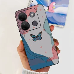Cute Flower Cat Pattern Soft Silicon Phone Case - Flexible TPU Bumper Back Cover for Infinix Smart 7 HD (752)