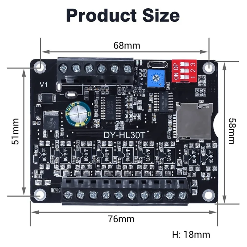 30W MP3 Voice Playback Module DY-L30T 9 Trigger Music Player Power Amplifier Board TF Card 32G Max WAV DC 12V 24V MP3 Durable B