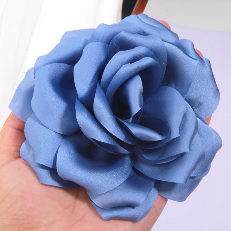 2 Stück 14 cm Chiffon Organza Stoff Rose Blumen Hochzeitskleid Mädchen Kleidung Kopfbedeckung Dekoration DIY für Haar Stirnbänder Zubehör