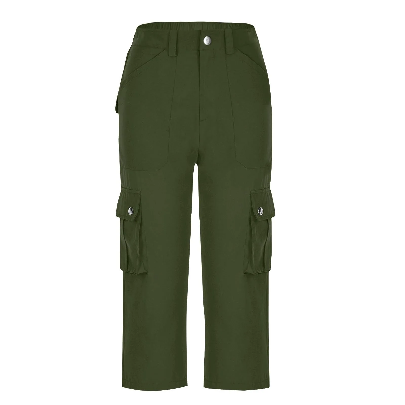 Women's Trend with Solid Color Fitness Running Casual Loose Leg Straight Leg Cargo Capri Pants