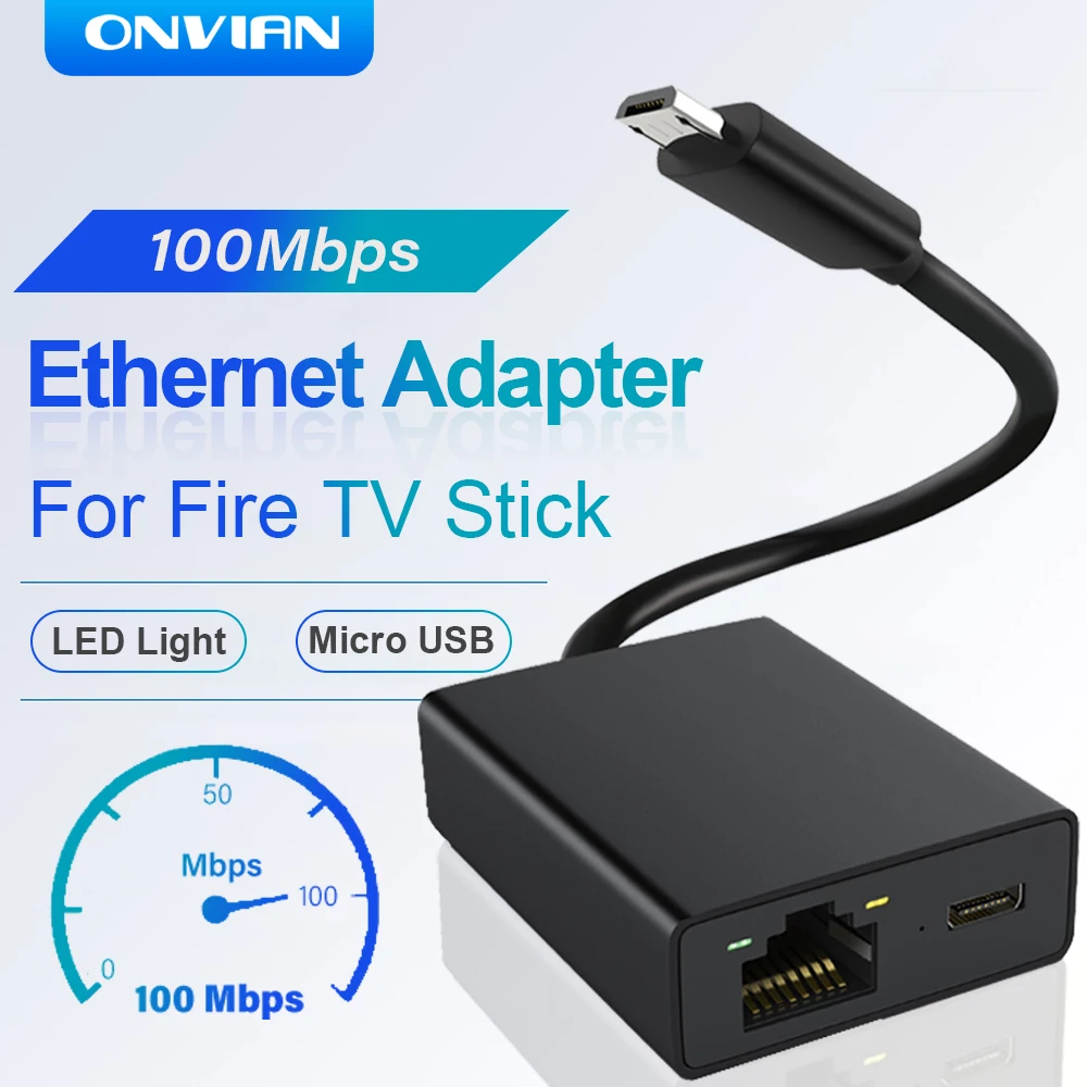 Onvian Adapter For Fire Tv Stick 100mbps External Network Card For 4k Fire Tv Stick