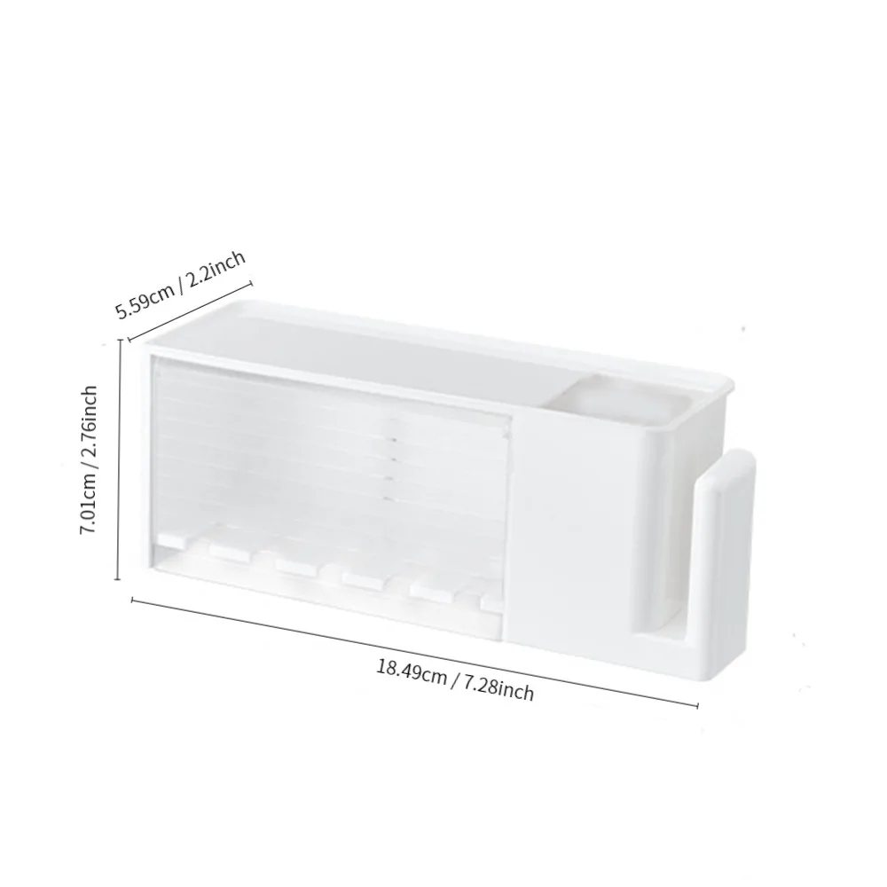 Toothbrush Holder Bathroom Storage Rack Self Adhesive Toothbrush Holder with Cover Wall Mounted Toothbrush Rack 5 Slots Hanger Bathroom