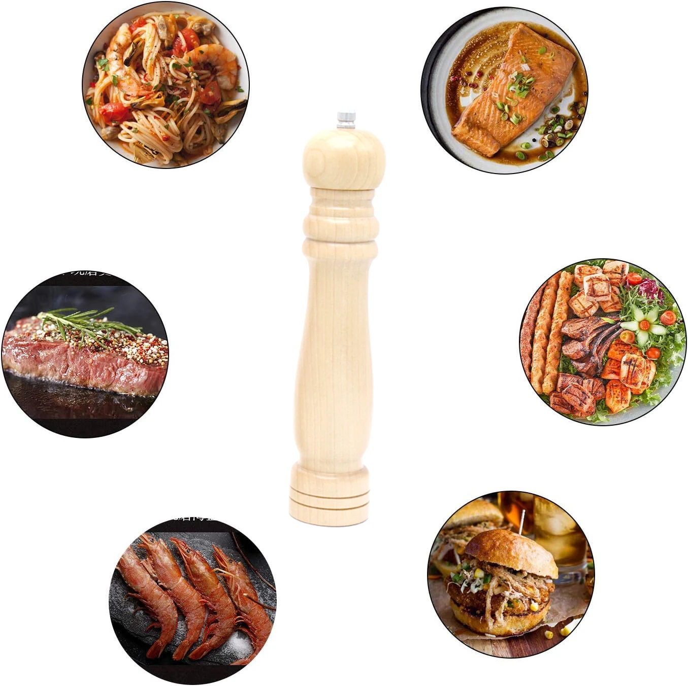 Salt and Pepper Grinder Set Salt Mill Pepper Grinder Set Mill Shakers with Adjustable Ceramic Rotor Wood