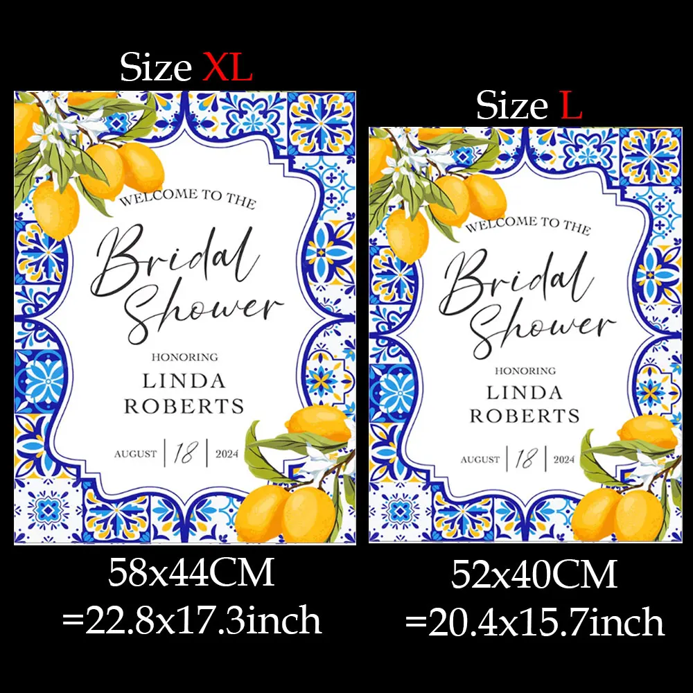 Acrylic Wall Decor Acrylic Party Decor Wedding Poster Mediterranean Lemon Bridal Shower Welcome Sign Mosaic Board Navy Blue Lemon Welcome Sign for Birthday Wedding Decor