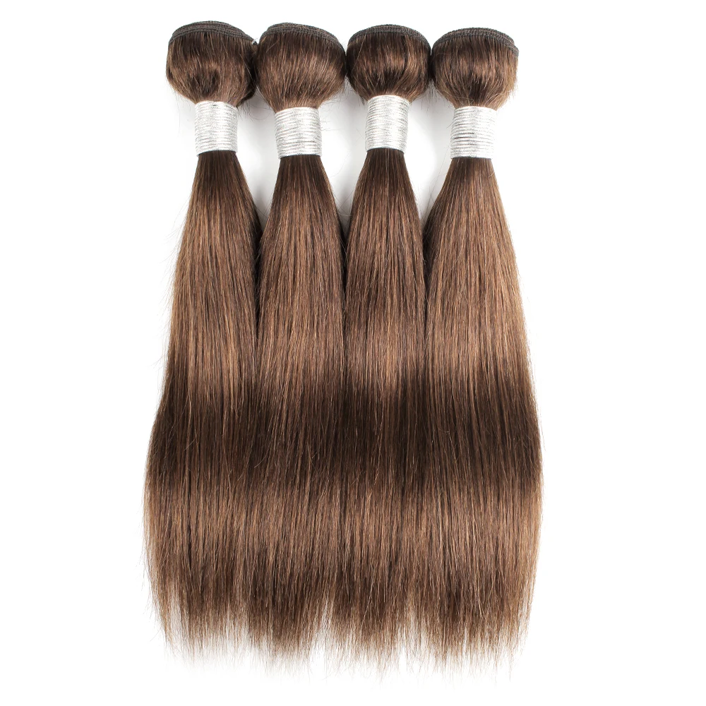 1 bundle cioccolato marrone 100% fasci di tessuto dei capelli umani estensione 50(±5) grammi stile dritto setoso colore 4 capelli indiani Remy Bobbi - immagine 5