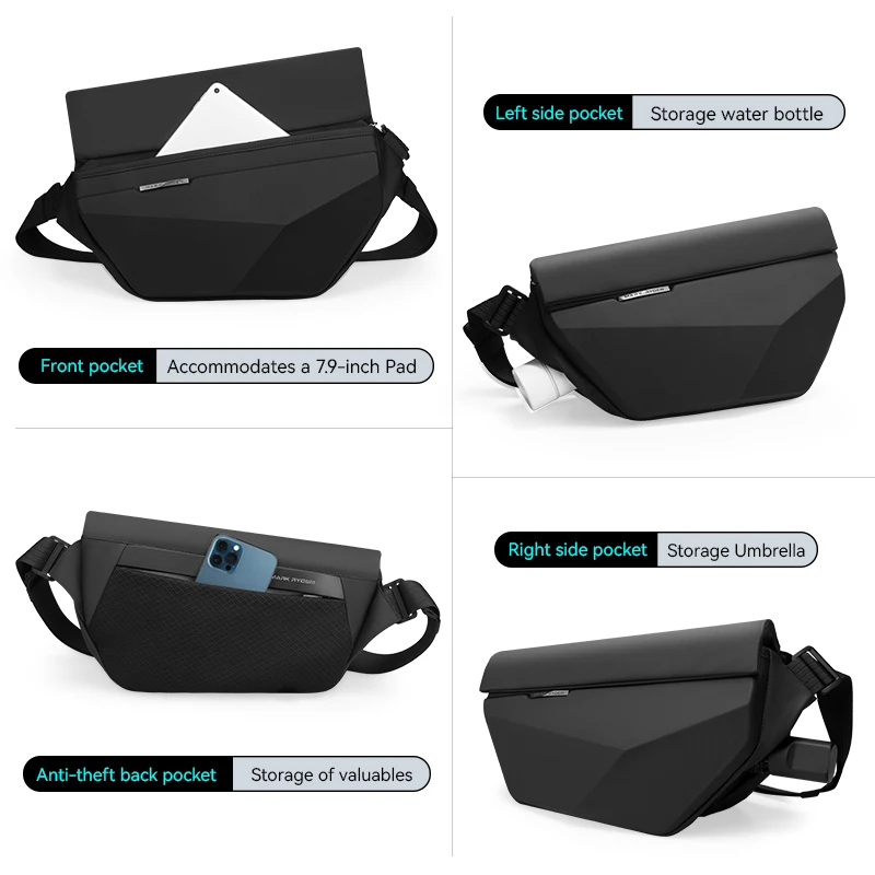 Mark Ryden Hard Shell Men Shoulder Bag Insert Buckle Magnetic Flap Waterproof Crossbody Bag men sling bag