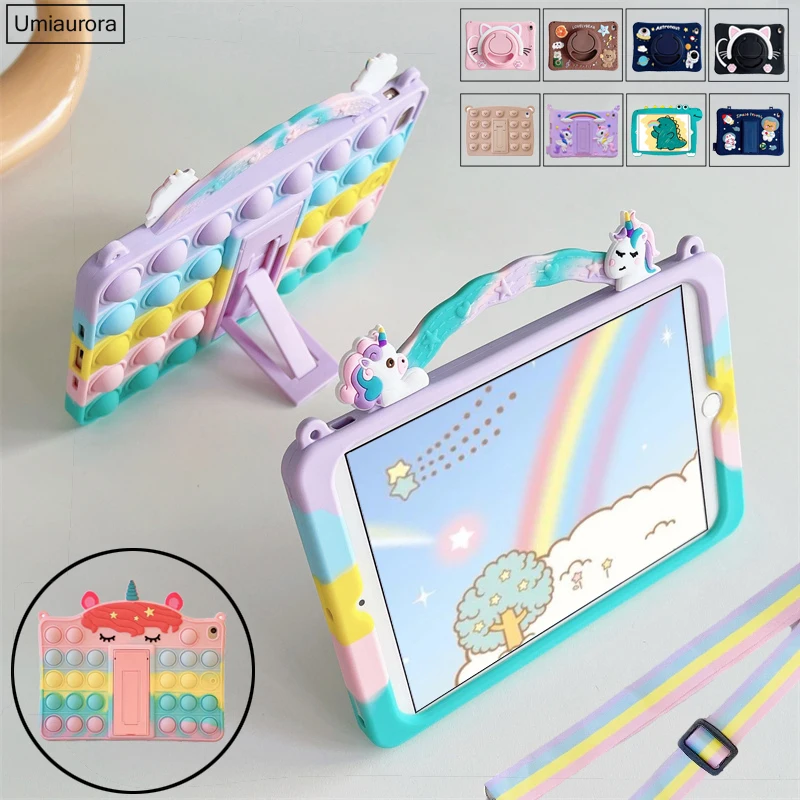 Unicorn Cartoon Bubble Case para Ipad Silicon Cover For Kids 7th 8th 9th Geração Air 10.9 7th 8th 9th 10.2 Mini 97 Pro 11 Tabuleta