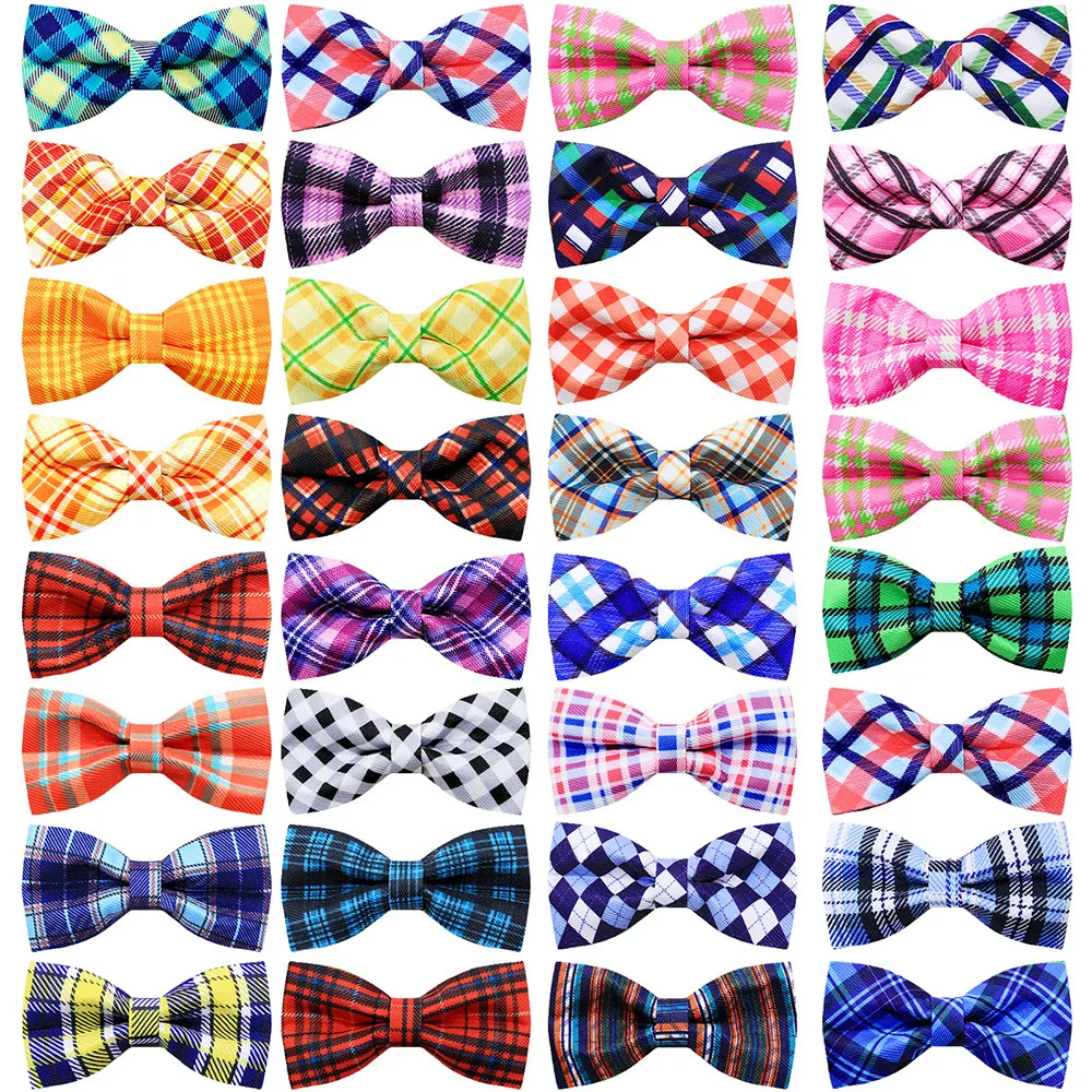 50 stücke karierten Stil Hund Bowties Für Kragen Abnehmbare Kleine Hund Katze Bowties Kragen Zubehör Für Hunde Pflege Pet Liefert