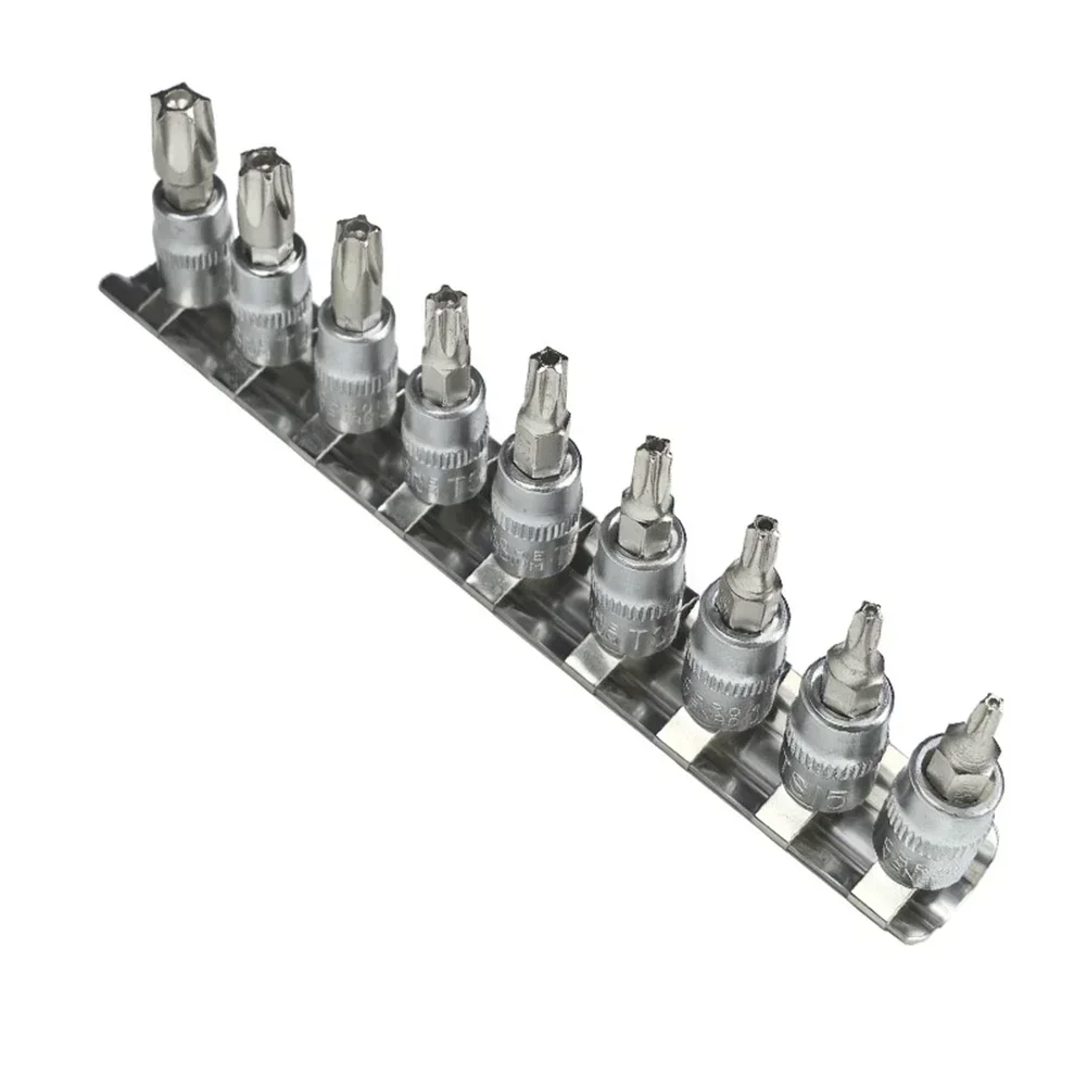 9pcs/set 5 Point Star Torx Screwdriver Bit 1/4 Inch Drive Socket