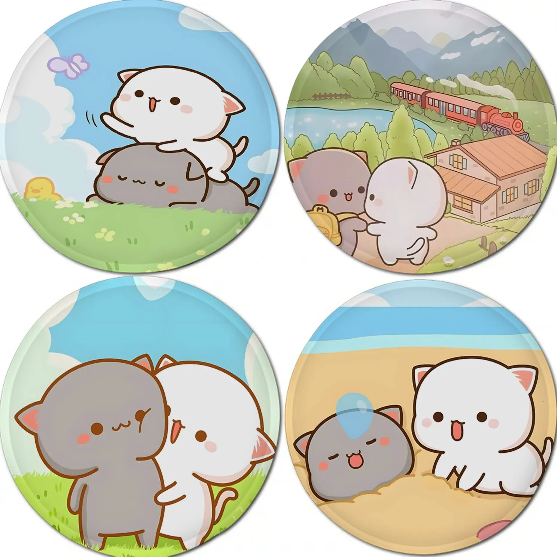 

Peach Mochi Cat Cushion Mat European Dining Chair Cushion Circular Decoration Seat For Office Desk Chair Mat Pad