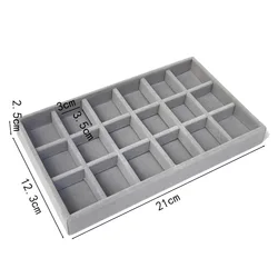 Luxurious Velvet Stackable Jewelry Organizer Box with Exquisite Holder for Rings, Earrings, and Necklaces (Gray-18 Slot)