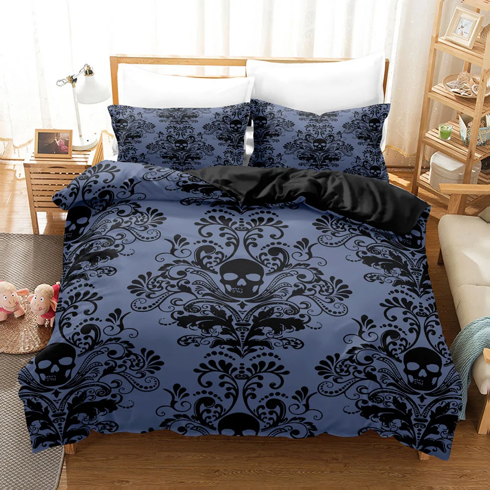 Colorful Skull Pattern Comforter Bedding Set,Duvet Cover Bed Set Quilt Cover Pillowcase,king Queen Size Bedding Set