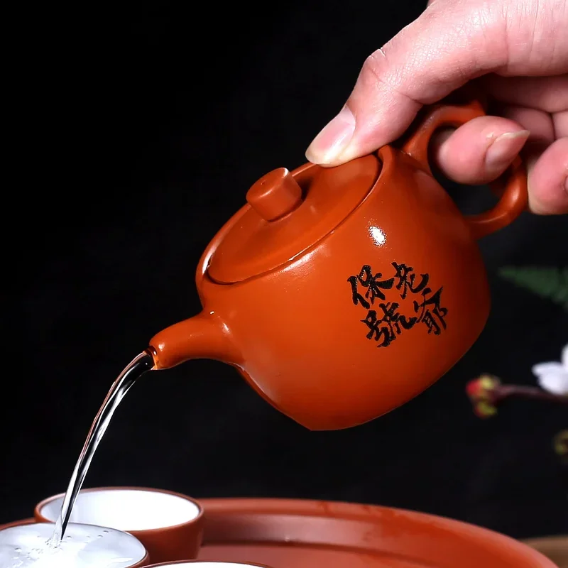 1PCS Yixing handmade purple clay teapot raw ore red clay Chinese household tea maker zisha tea set
