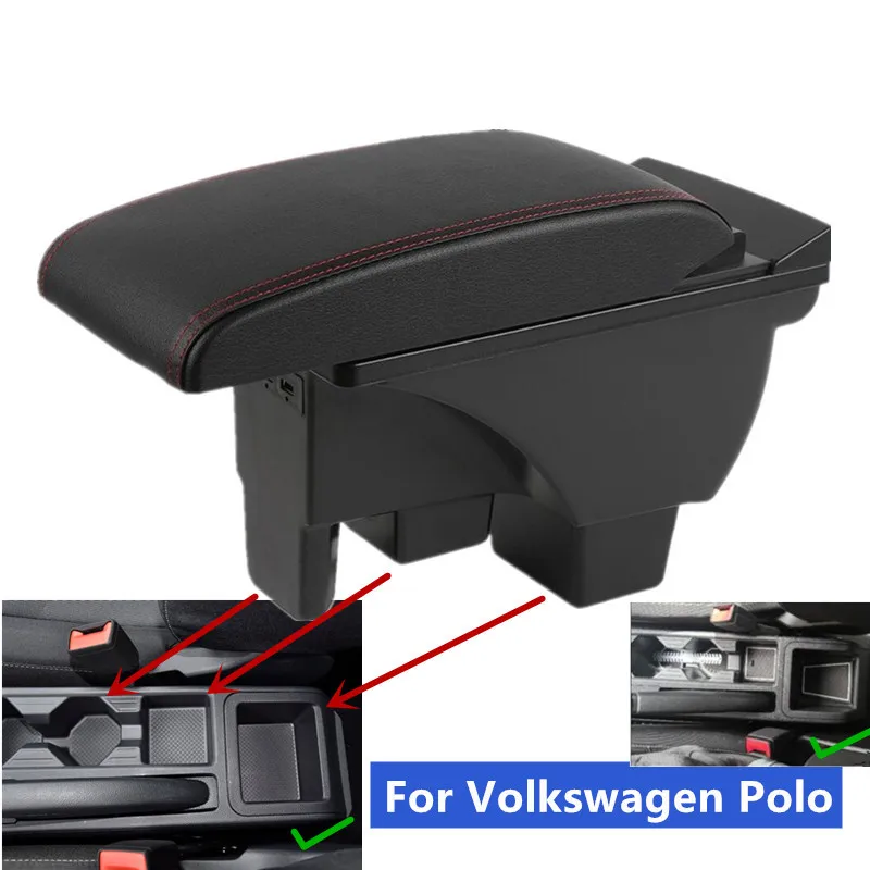 Für volkswagen polo armlehne box 2013-2018 für vw polo auto armlehne box  interne nachrüstung usb laden auto zubehör