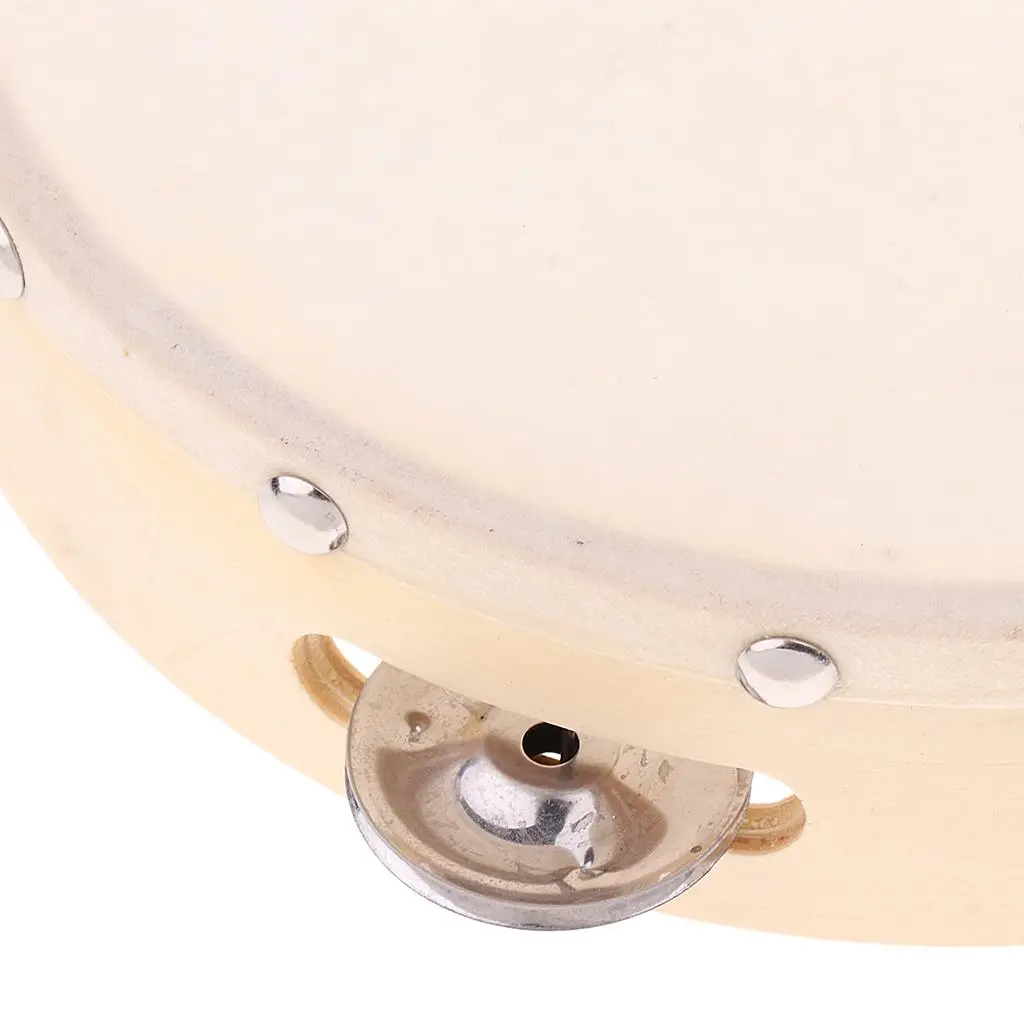 Lambskin Kids Tambourine Mini Hand Drumbell Percussion Accessory for Children Music Party