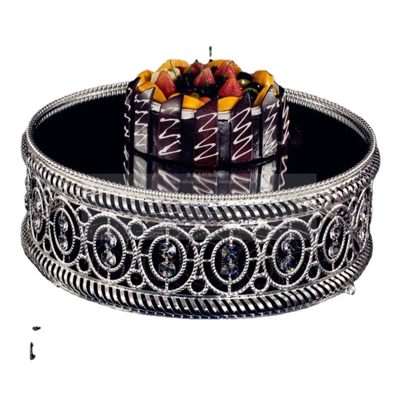 

1 PCS Foreign trade single European crystal cake plate 12 inch 14 inch 16 inch mirror cake dessert Taiwan West Point