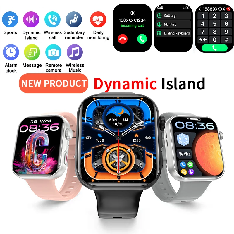 2026 1.83 inch ECG Men Smart Watch IPS Color Display Military Grade Outdoor Sports Health Three Rings BT Call 2026 Smartwatches 1