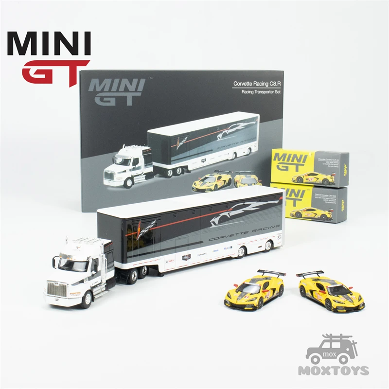 Mini Gt 1:64 Chevroler Racing C8.R Racing Transporter Set Diecast Model Car