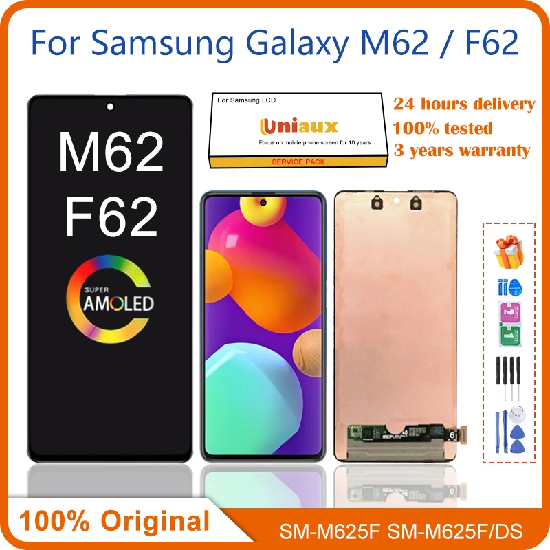 6.7"Original AMOLED For Samsung Galaxy M62 M625 M625F LCD Display With