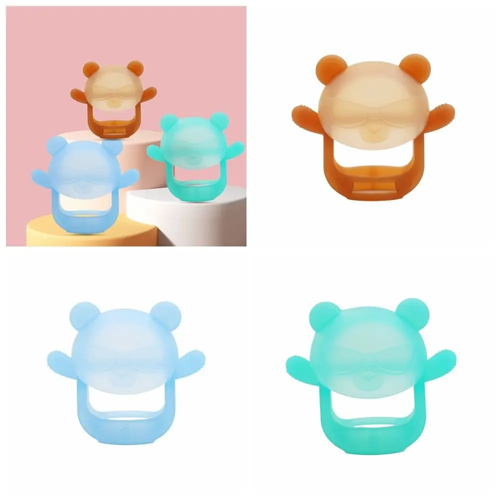 

Silicone Baby Silicone Teether Cute Soft Bear Shape Toddler Chewing Toy Food Grade Molar Stick Finger Protective Pacifier