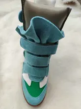  JINGKUBU 2020 Fashion Genuine Leather Height Increasing Casual Shoes Women's Hidden Wedges Sneakers Hook Loop Trainers High Top 