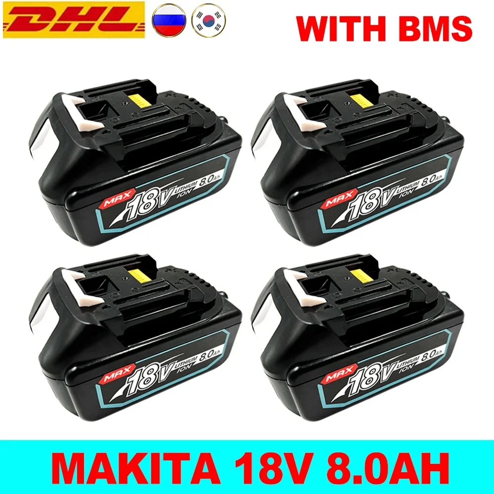 

18V Makita 8000mAh Lithium ion Rechargeable Battery 18v drill Replacement Batteries BL1860 BL1830 BL1850 With DC18RC 3A Charger