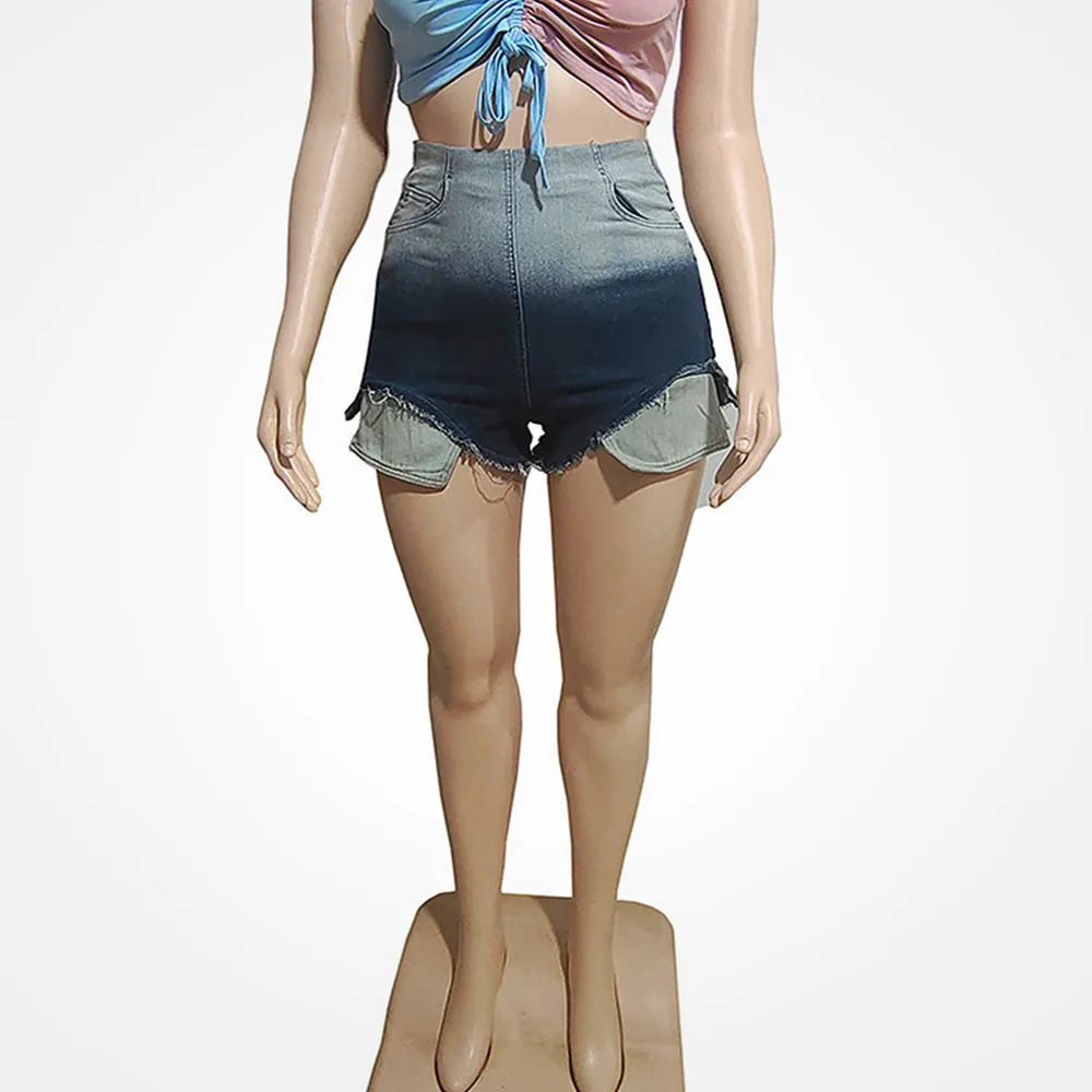 FAGADOER Fashion Y2K Sexy Denim Shorts Women High Waist Pockets Patchwork Ripped Jeans Short Female Stretch Hotsweet Shorts traf