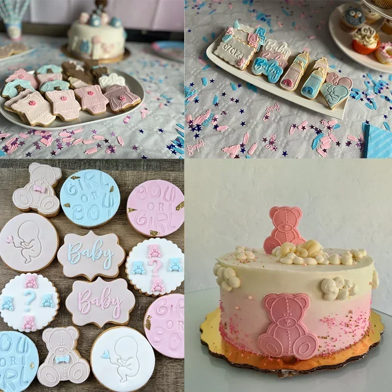 Acrylic Baby Birthday Cookie Press Stamp Baby Shower Embossed Mold Fondant Pastry Sugar Craft Fondant Cookie Cutter Baking Mould