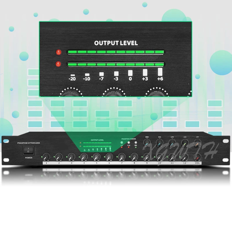 스마트 컨퍼런스 믹서, 12 채널 허브, 48V 팬텀 파워, 잔향 방지, 하울링 마이크, 유선 확장기, 오디오 DJ 장비