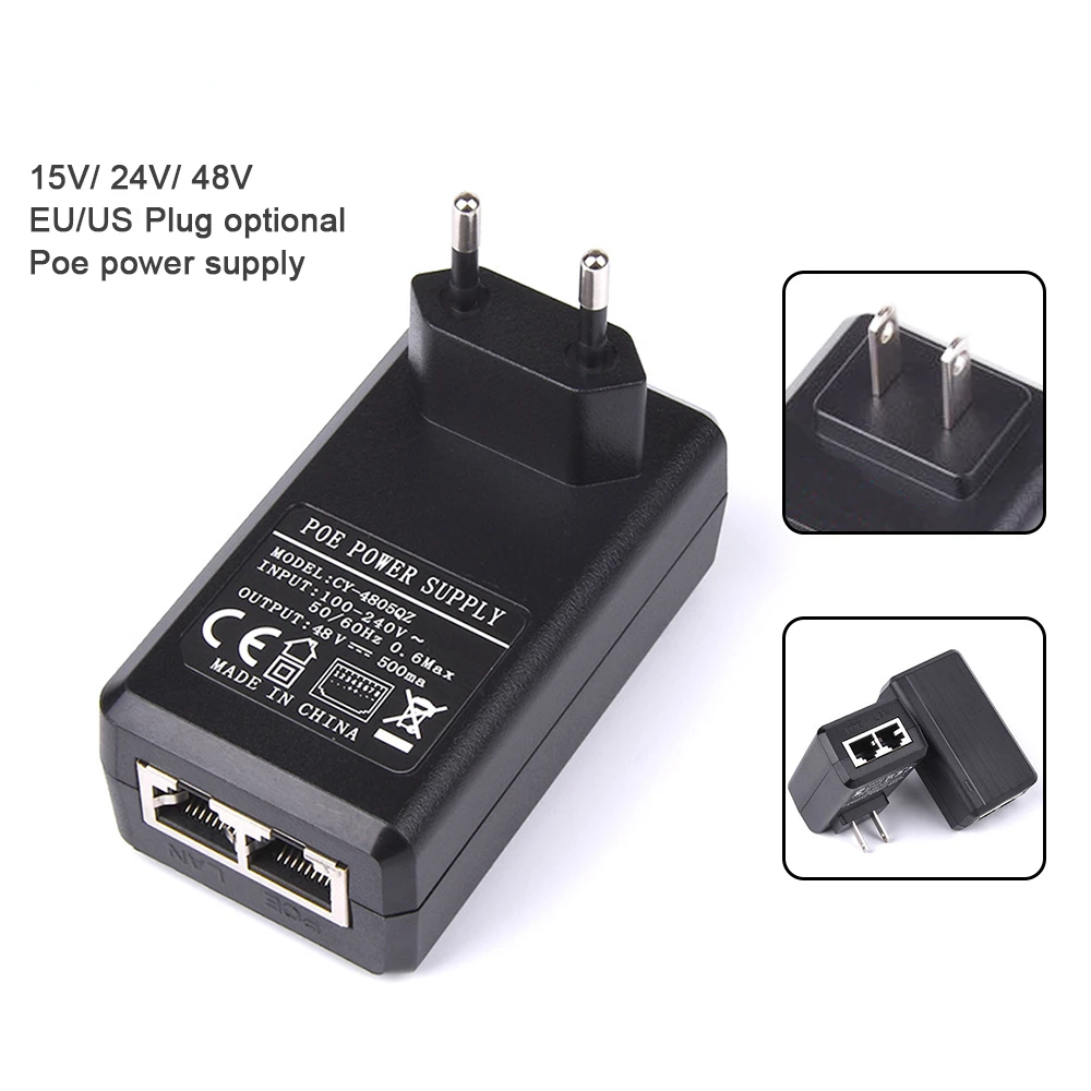 

100Mbps Passive POE Injector 24V1A/48V0.5A Output For Cam Adapter IP Camera AP HK BTM 48V 24V CCTV Power Supply adapter PoE