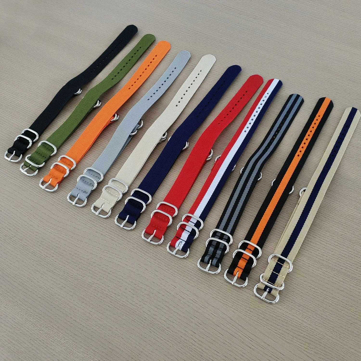 Military-Style Nylon Watch Strap with Stainless Steel Buckle