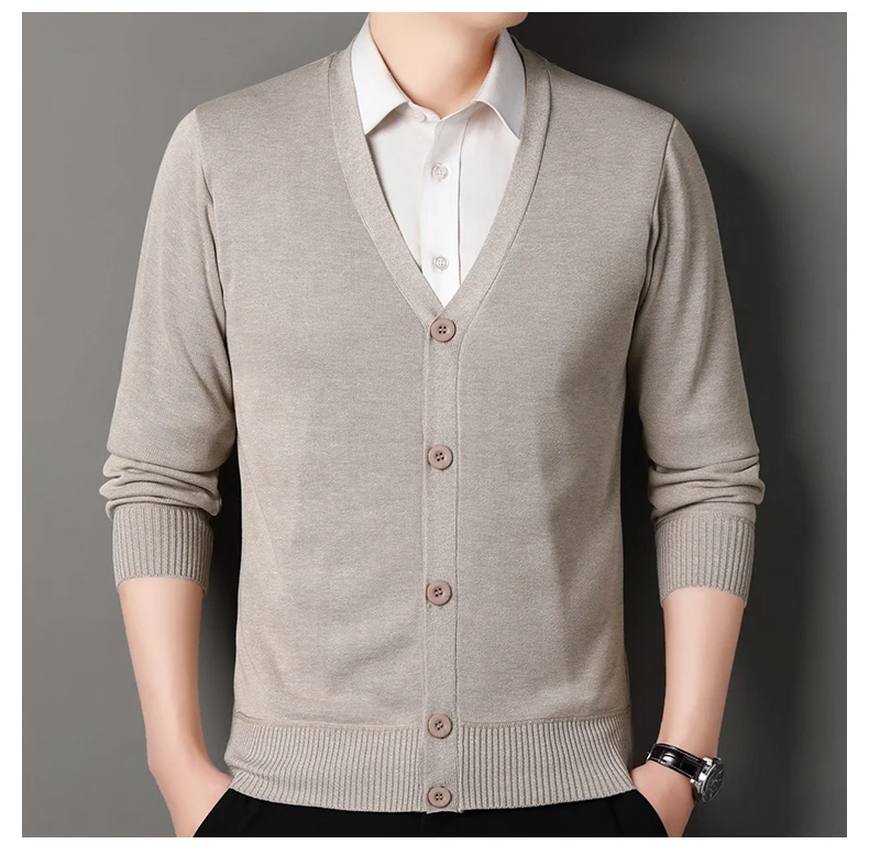 Männer Smart Casual Strickjacke V-ausschnitt Pullover Männer der Herbst Winter Kleidung Taste Stricken Strickjacken Herren Stricken Pullover Outwear – Detail 2