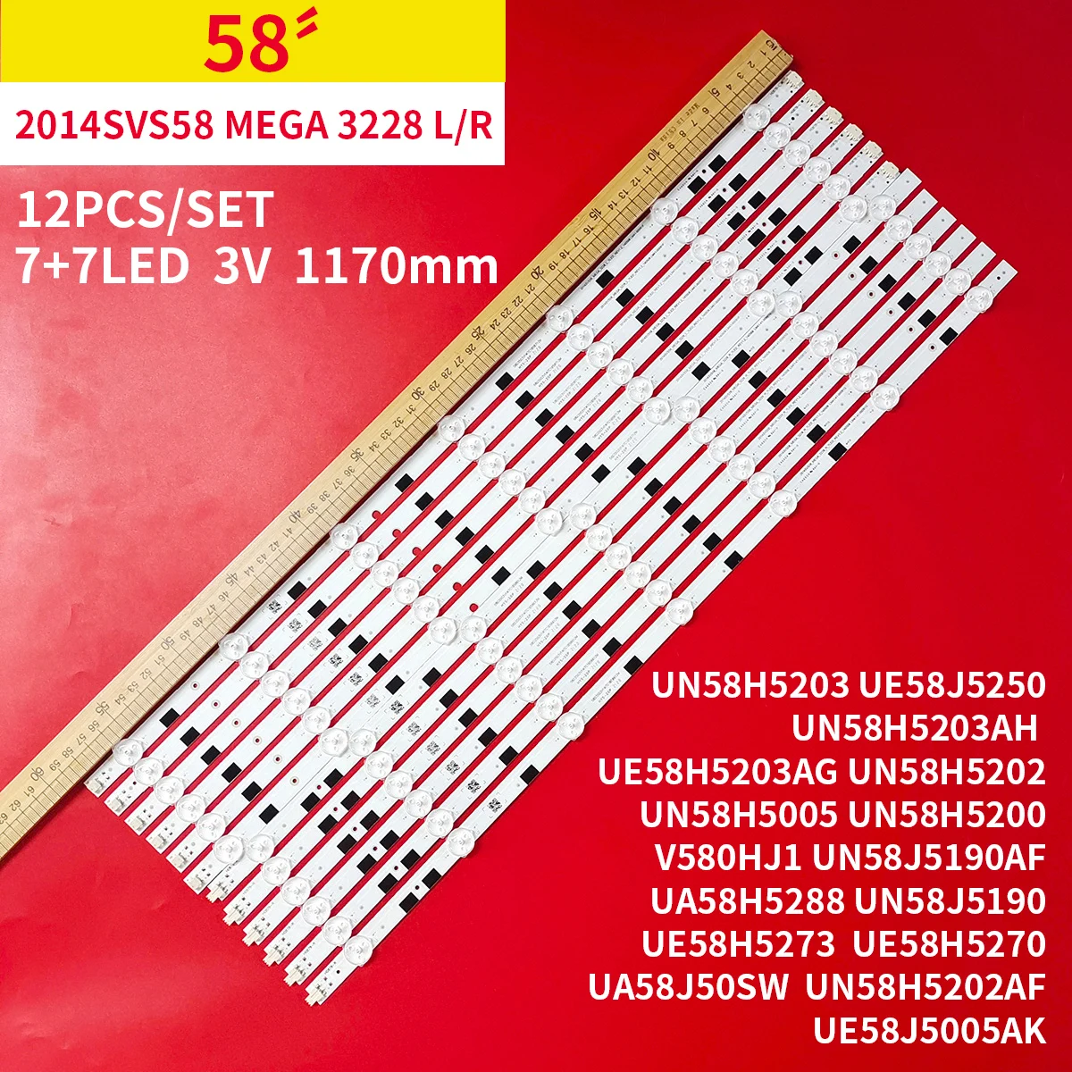 12Pcs/Set LED Backlight Strips for Samsung 58